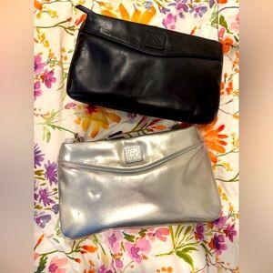 Anne Klein Black and Silver Clutch Duo